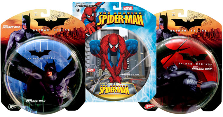 Batman & Spiderman Frisbee Packaging