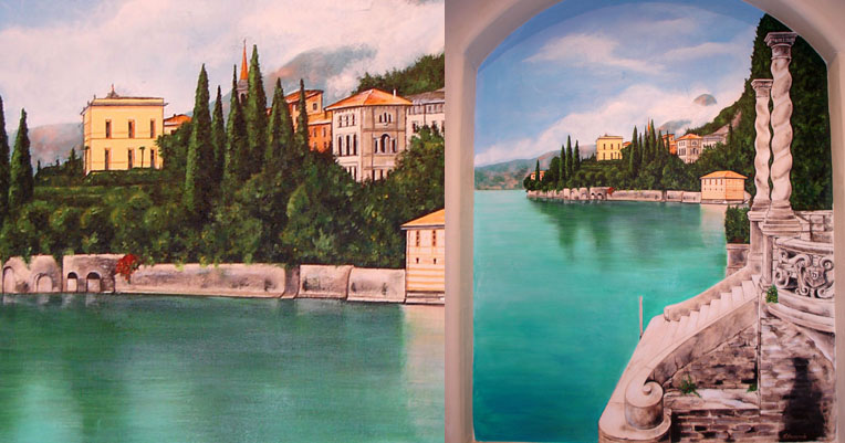 acrylic mural on stucco wall